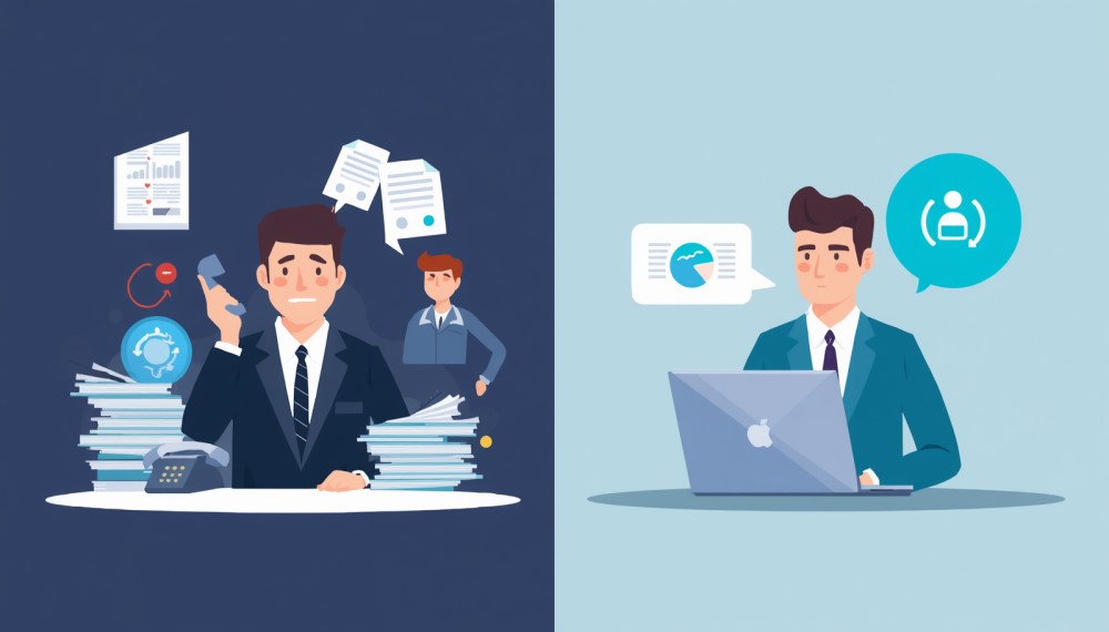 Busy agent versus organized virtual assistant